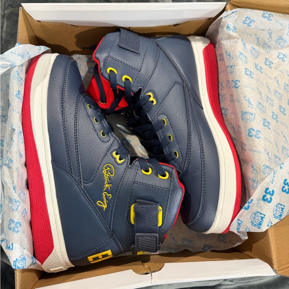 Patrick Ewing Navy and Red High-Top Sneakers Size 9M - Picture 5 of 5